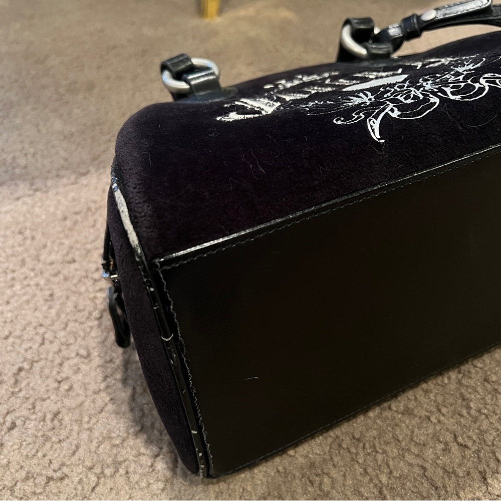 Black Vintage Juicy Couture Purse Bowler Bowling Bag Velour Satchel Y2K - Picture 13 of 13
